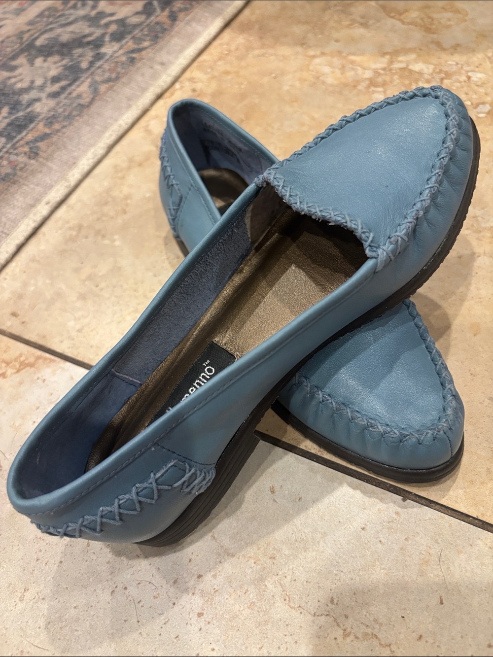 Ellemenno Manitoba II Blue Leather Slip-On Loafers size 5.5